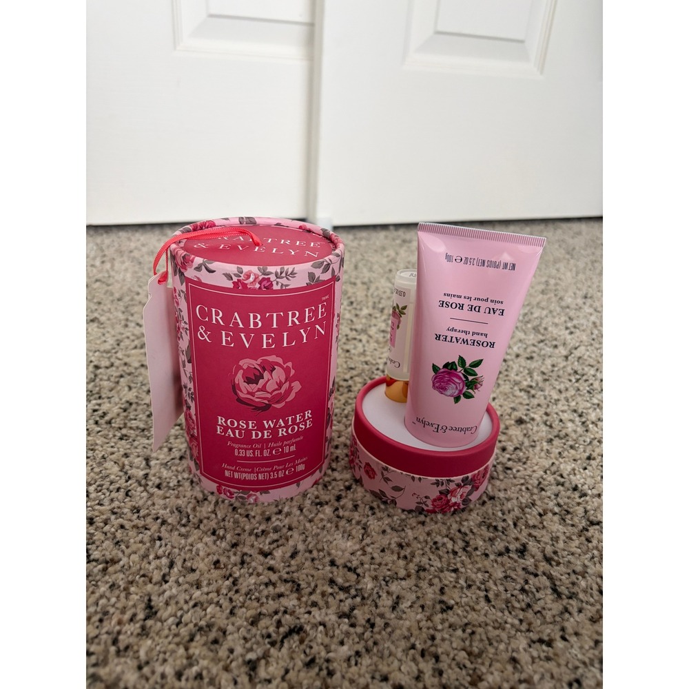 Crabtree & Evelyn Rosewater Gift Set Hand Therapy Lotion Fragrance Oil